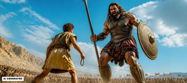 David gegen Goliath (Bild: Magnific AI)